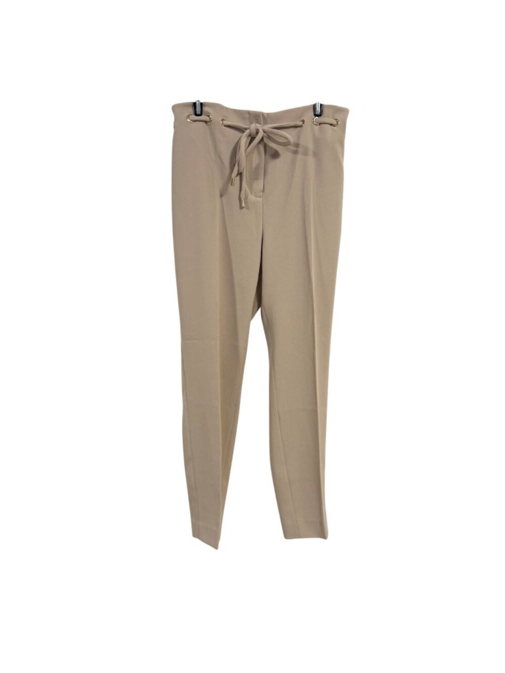 Lio Jo Milano Beige Straight Leg Dress Pants with Tie Waist IT Size 42